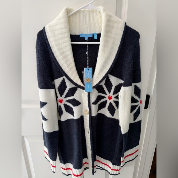 Draper James, Women's Navy and White Snowflake Sweater, New w/Tags Size M - Picture 5 of 5